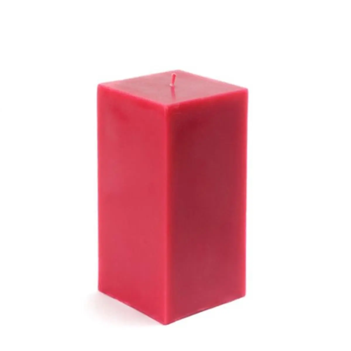 Jeco CPZ-140 Square Unscented Candles - 3x6 in. Handpoured Wax Pillar Candles, Red, Smokeless Dripless, 55-Hour Burn Time