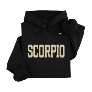 [Full 12 Zodiac] Minimalist Zodiac Hoodie – Astrology Sign Crewneck for Men and Women, Cozy Horoscope Pullover with Bold College Letter Design, Perfect Gift for Zodiac Lovers - EVA RAMOS