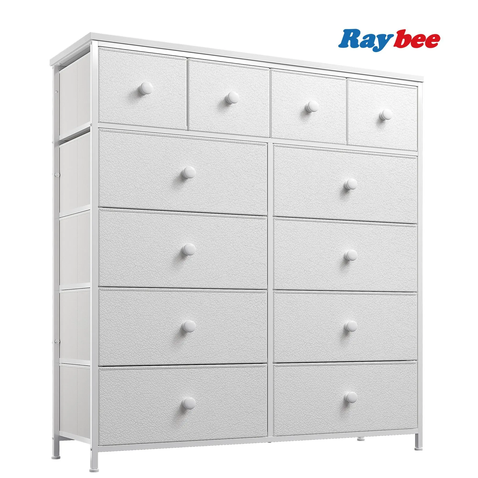 【FallDealsforYou】RaybeeFurniture 12 Drawer Dresser for Bedroom with Fabric Drawers, Large Storage Chest with Metal Frame & Wood Top, Modern Closet Org