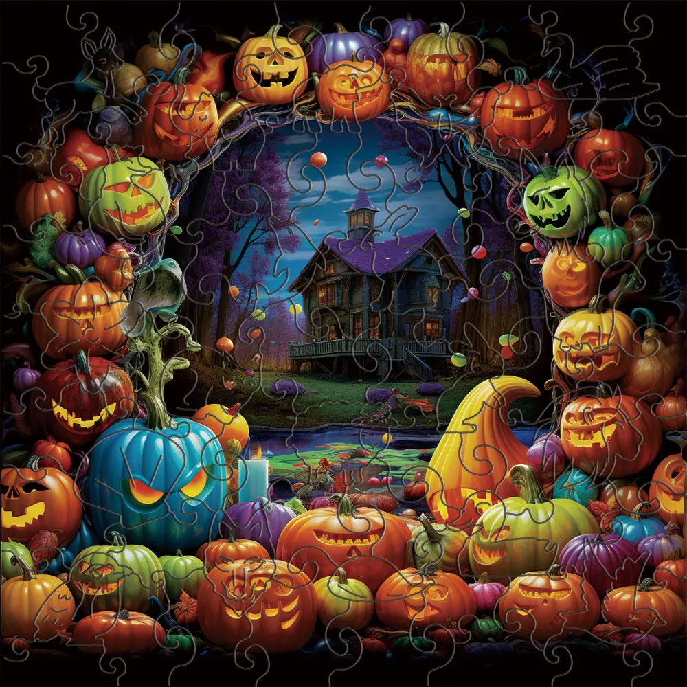 Halloween Pumpkin Wooden Puzzle, Unique Animal Shape Jigsaw, Creative Puzzle, Jigsaw Puzzles, Holiday Gift, Home Decor, Family Game, Fun Kids Toy