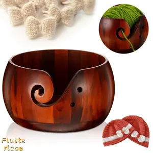 Handmade Wooden Yarn Bowl for Knitting & Crochet, Anti-Tangle Yarn Holder Organizer, Smooth Polished Craft Tool Trending on TikTok, Creative Gift for Knitters, Crocheters & DIY Lovers