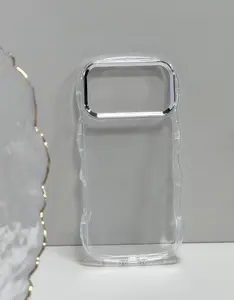 Electroplated Water-Wave Clear Case, Soft TPU Shockproof Phone Cover with Glossy Ripple Design, Transparent Anti-Yellow Shell for iPhone 12–17 Series