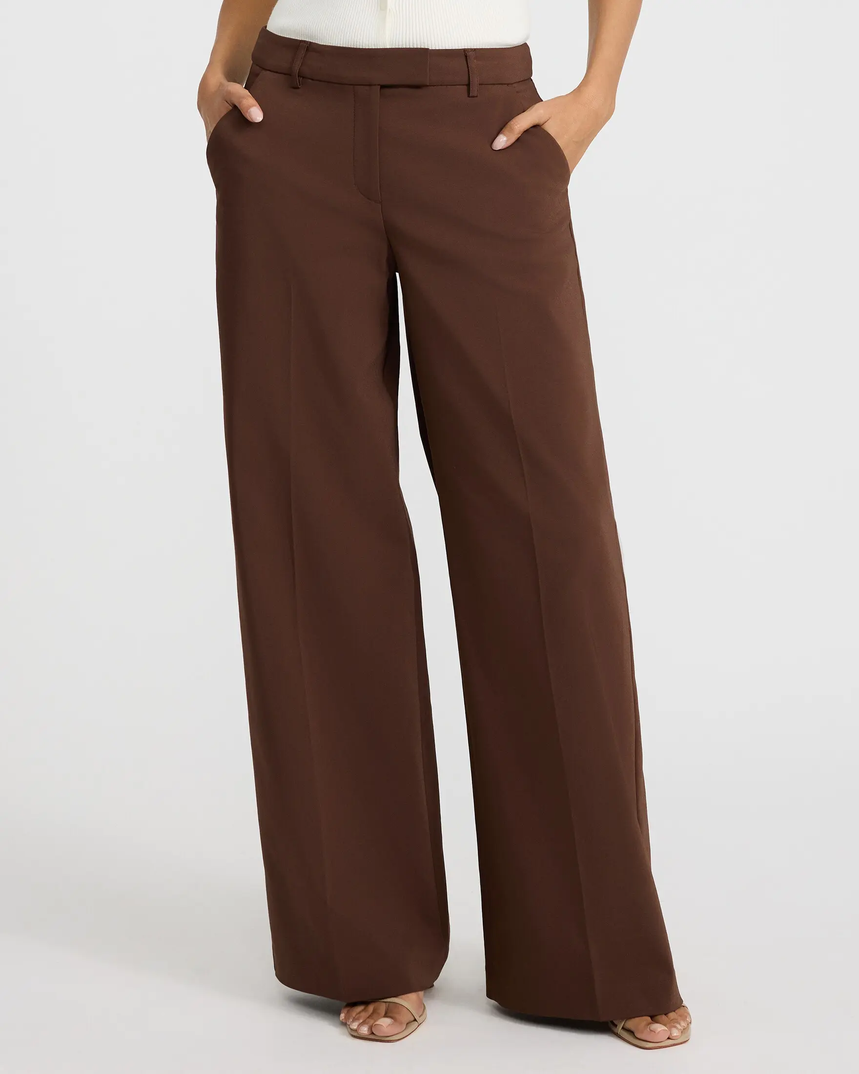 Express Editor Stretch Cotton Mid Rise Wide Leg Pant
