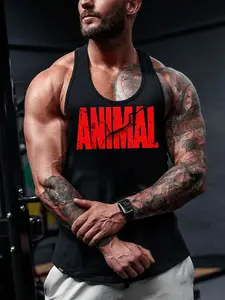 Men's Cracked Animal Graphic Tank Top, Slim Fit Sleeveless Gym Training Shirt, Sporty Style Quick-Dry Workout Wear, Sports Fitness Vest, Gym Apparel, Gym Workout Clothes, Sports Vests