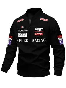 Men's Casual Racing Jacket in Softshell Material with Speed Racing Print, Zipper Closure for Perfect Spring & Fall Wear, Soft Shell Jackets