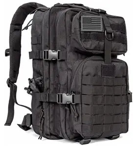 Military Tactical Shoulder Backpack for Assault Survival Molle Bag Pack Fishing Backpack for Tackle Storage，With USA Flag Patch Military Tactical