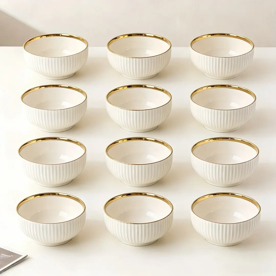 12-Piece Ceramic Set for Baking & Serving, High-Temperature Oven Safe Aesthetic Dessert Bowls, Multi-Functional Souffle & Pudding Dishes, Kitchen Bowls
