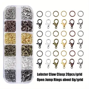 Jewelry Finding Kits with 5mm Open Jump Rings & 12x6mm Lobster Claw Clasp for DIY Bracelet Necklace Jewelry Making 20pcs Clasp 5g Ring