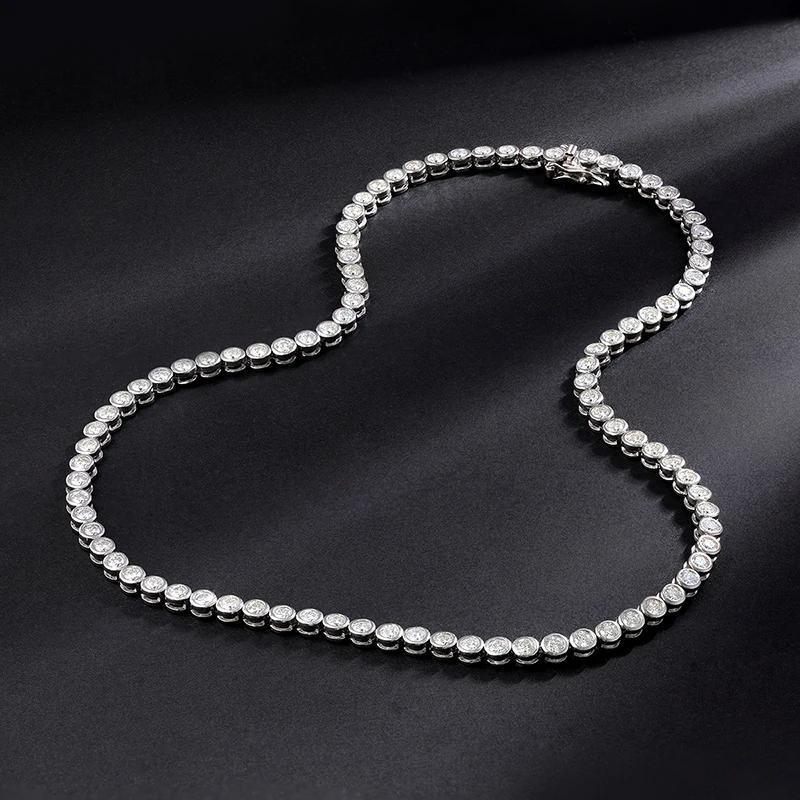 EWYA Sparkling 2/3mm Full Moissanite Tennis Bracelet for Women Party S925 Silver Plated 18K Pass Diamond Test Bezel Bracelets