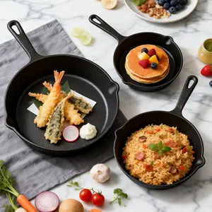 Cast Iron Skillet Set 3-Piece (6”/8”/10”) – Durable Heavy-Duty Cookware, Even Heat Distribution, Pre-Seasoned Nonstick Pans for Steak, Frying & Baking