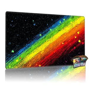 Dynamic Rainbow Brush Stroke Stars 12x24inch Game Mat for MTG TCG Trading Card Game Playmat Table Mat Great Gift Idea Gaming Mouse Pads