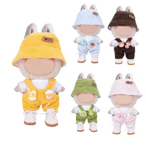 New corduroy For Labubu Doll Clothing Set Hat 17cm Clothes Shoes Doll DIY Accessories Training Sitting Party Games Toys Gifts, Miniature Set