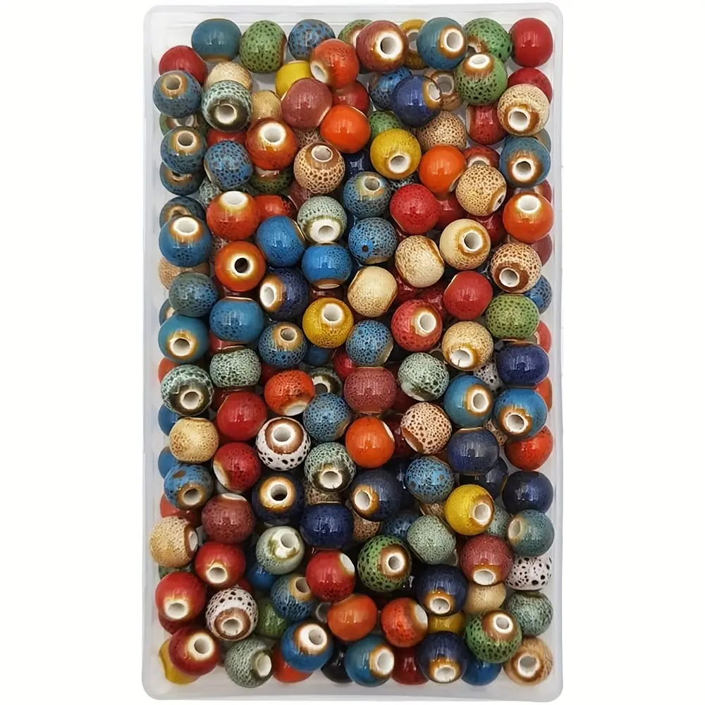 180pc Floral Glaze Porcelain Bead Mix - 8mm Chinese Round Ceramic Supplies for DIY Handmade Necklaces, Bracelets (Toys & Hobbies, Beading Jewelry Making)