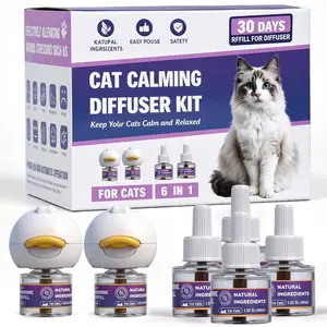Calming Pheromone Diffuser for Cats, Plug in Anxiety Relief Calmer with 2 Diffusers & 4 Refills 48ml/Bottle, Reduce Stress Fighting Urine Marking Scratching for All Cats