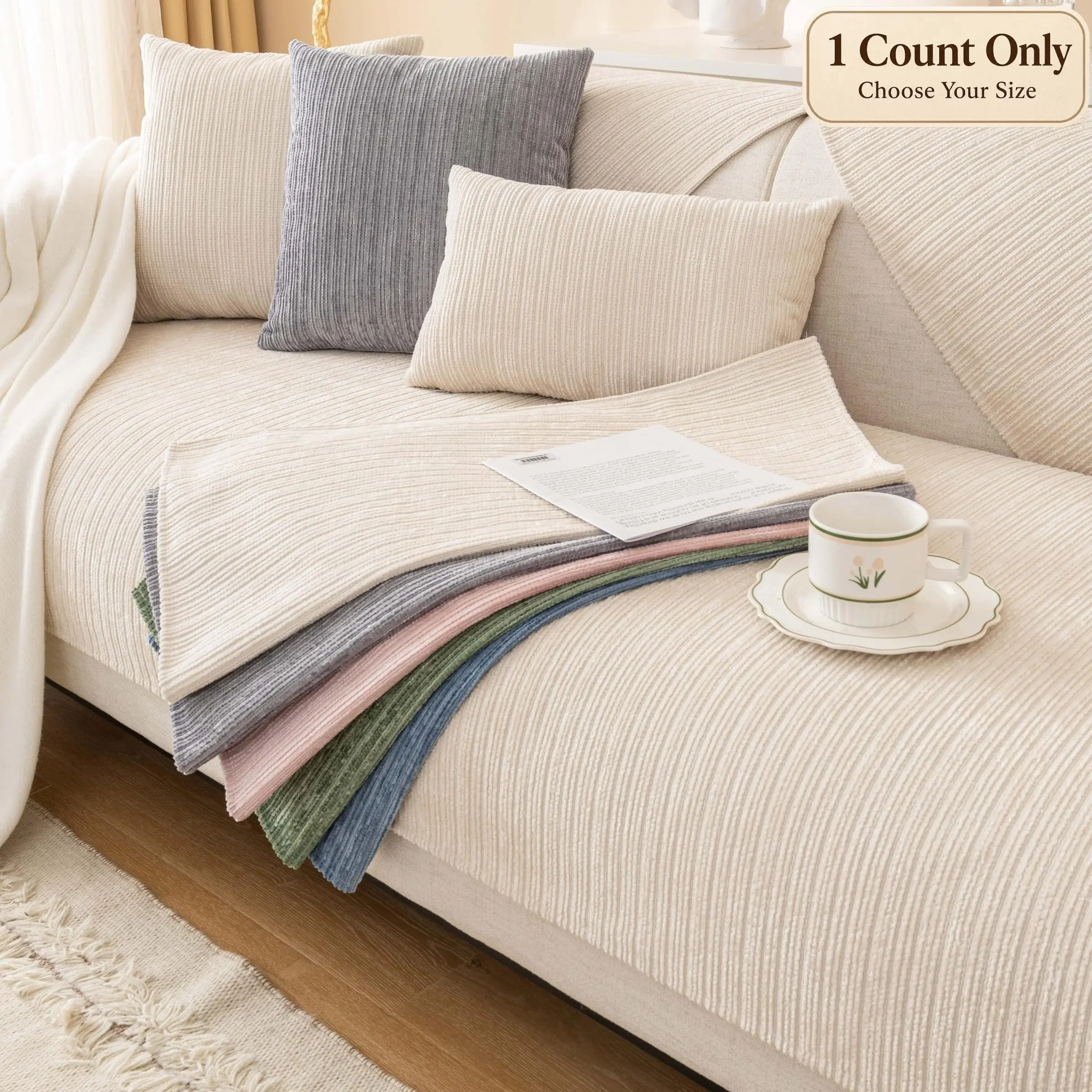 Chenille Sofa Cover, 1Pcs Soft Plush Anti-Slip Design Couch Cover, Sofa Slipcover, Slipcover For Sofa, Pet-Friendly Sofa Cushion, Fits 1-5 Seater Sofas, Sofa Couch Covers, Soft Sofa Protector