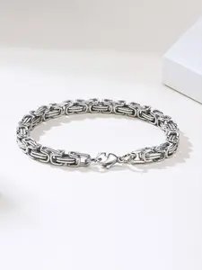 Men's Silver Titanium Steel Bracelet - Durable Anti-Tarnish Metal Jewelry | Stylish Minimalist Daily Accessory for Men | Suitable for Daily Wear, Casual Outfits, Office Looks | Ideal Gift for Men, Boyfriend, Brother | Trendy Men's Jewelry, Daily Use