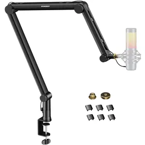 Microphone Arm,Aokeo AK-49 Desk Adjustable Compact Mic Suspension Boom Scissor Arm Stand For Blue Yeti,Snowball iCE, HyperX QuadCast,SoloCast,Elgato Wave,Etc