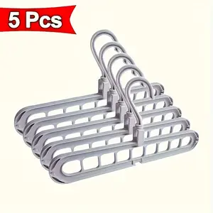 5 heavy-duty foldable plastic hangers with 9 holes - anti slip, space saving wardrobe, wardrobe, and dormitory storage clothes storage box