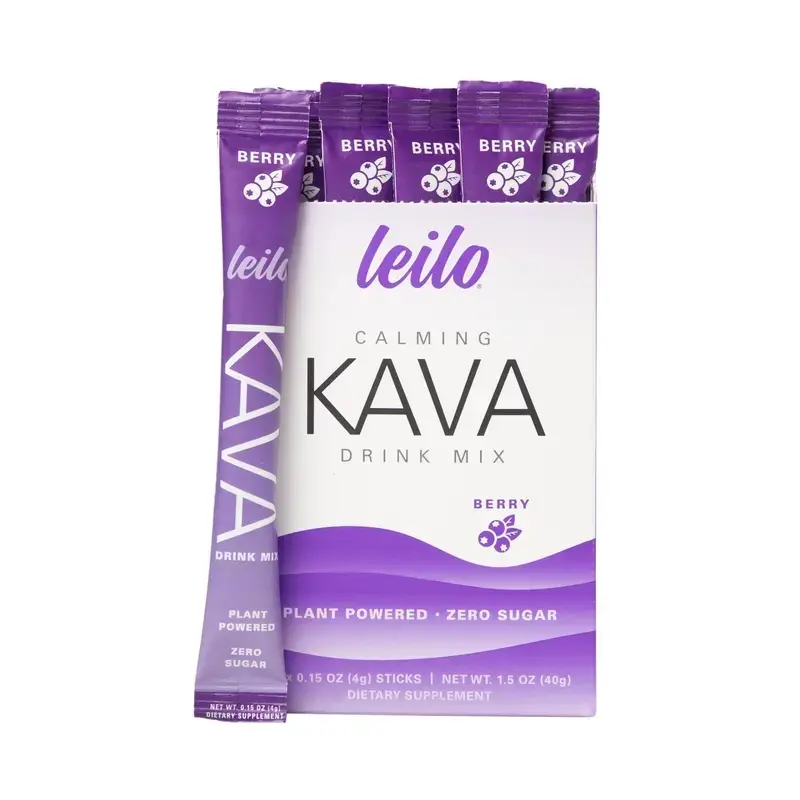 Leilo - Kava Drink Mix | Non-alcoholic functional relaxation drink | Box of 10 sachets | Sugar-free – Flavors: Berry or Lemon & Lime!