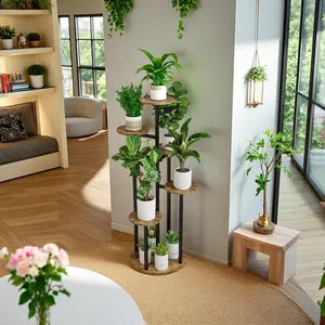 SUOERNUO 4/5/6 Tier Plant Stand Indoor 6~9 Potted Flower Pot Holder Round Planter for Patio Garden Balcony Living Room Space-Saving Design Stackable Pots