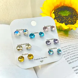 7 Days of Sparkle Studs - Elegant Design for Any Occasion Earrings