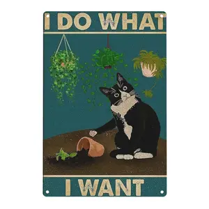 1PC,2D Flat ,Cute Cat Aluminum Wall Art - Unique Metal Wall Decor for Cat Lovers