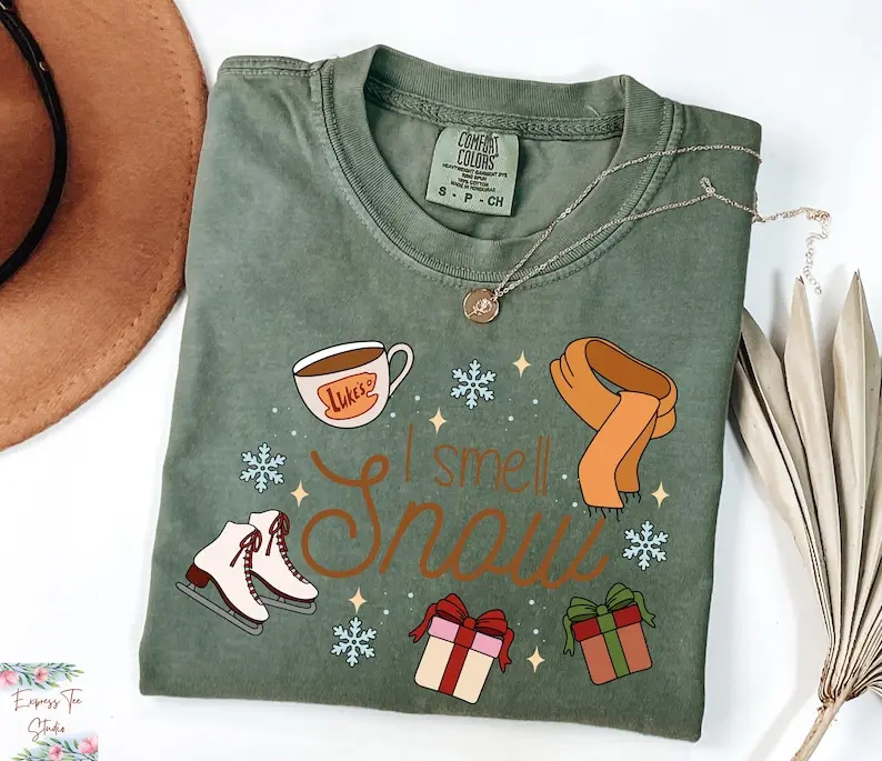 Comfort Colors® Gilmore Girl T-shirt, I Smell Snow shirt, Gilmore Girl gift, Gilmore Girls merch, Gilmore Girls shirt, Lukes Diner Tee