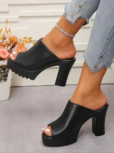 Women's Fashionable Solid Color High Heel Platform Sandals, Casual Comfortable Platform Sandals for Summer, All-match Commuter Shoes for Work & Daily Wear, Girl, Stylish Elegant Classy, Heeled Sandals