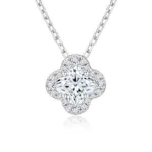 【#N351】UCCIYO Four-Leaf Clover Shape Pendant Lab-Created Moissanite S925 Sterling Silver Moissanite Pendant Necklace For Women Men Hip Hop Jewelry Gift