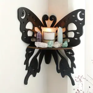 Wall Rack, Return To The Ancients Pomesian Wood Hollow Butterfly Candle Holder Wall Shelf Home Decor, Display Shelf, Decorative Shelf
