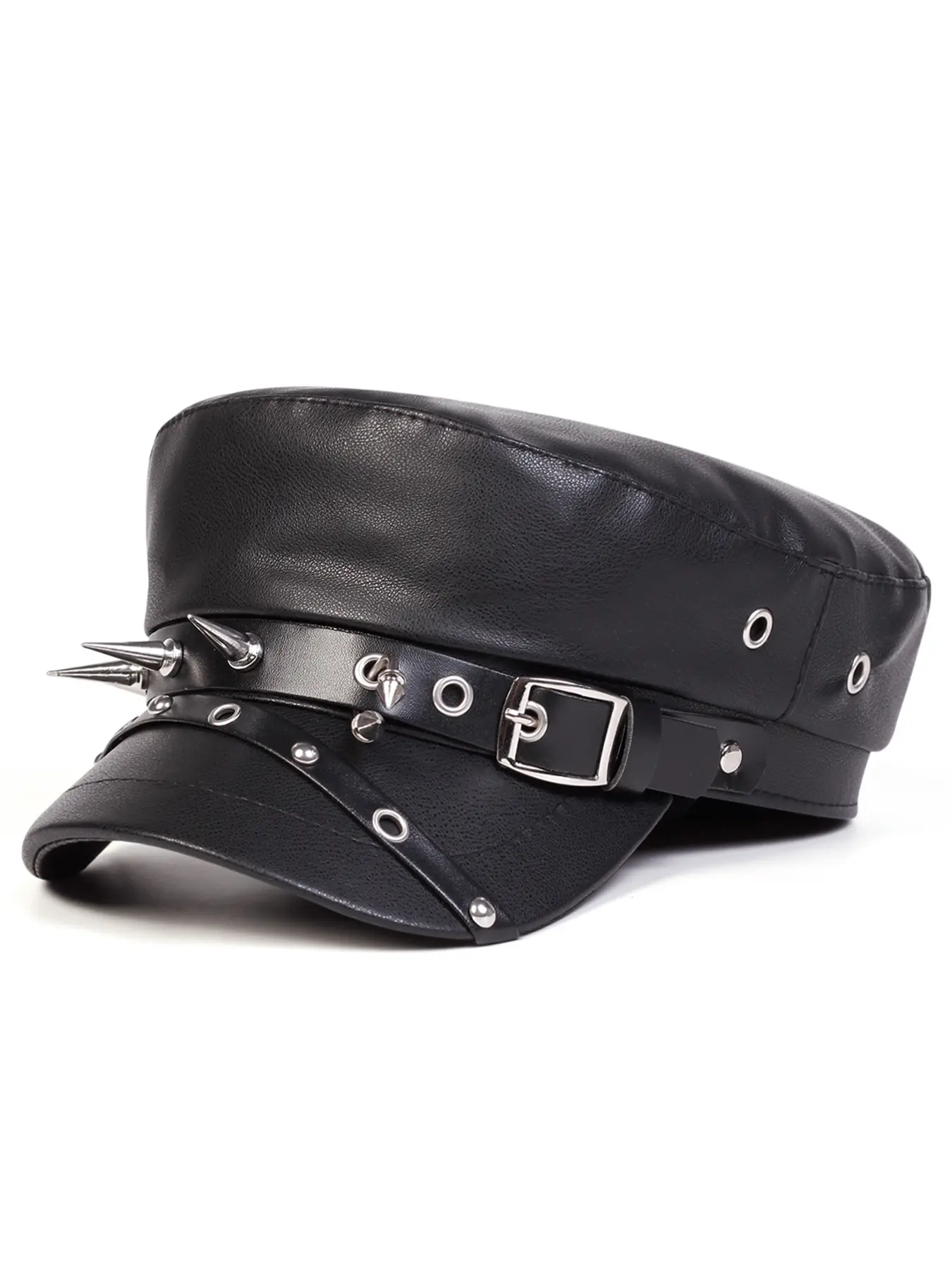 Unisex Anchor Chain PU Leather Navy Beret Hat, Adjustable Fitted Design, Casual Outdoor Sun Protection Cap for Spring & Fall Travel, Fitted Hats, Adjustable Stylish Hat, Casual Trendy Hat