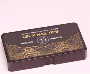 [Square L] Full Cover Tips - Soft Gel X tips - 360 pcs - Long Length- 10 sizes