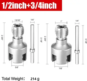 Threading Tool with Connecting Rod - Internal and External  1/2in + 3/4" PPR Pipes, Electric Drill Compatible, High Speed ​​Steel, Quick Installation, for Professional Plumbing and DIY Projects