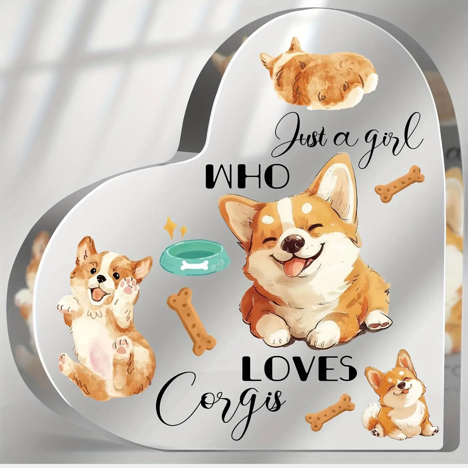 Just a Girl Who Loves Corgis Acrylic Sign, Heart Plaque, Acrylic Signage Plaque, Cute Dog Pattern Desk Table Decor, Novelty Decor, Home Decor for Dog Lovers, Birthday Gift for Corgi Lover, Acrylic Desktop Sign, Acrylic Desktop Decoration, Home Decor Gifts