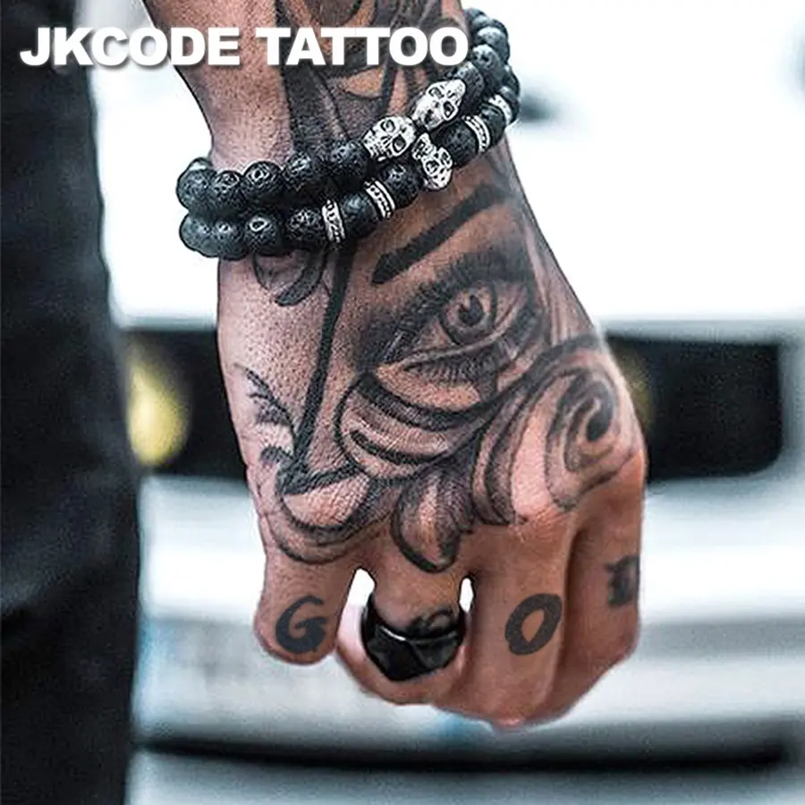Herbal Tattoo Temporary Eye Letter Hand Drawn Graffiti Style Waterproof Long-Lasting 15 Days, Unisex Hand Neck Tattoos, Temporary Fake Tattoo