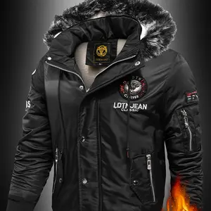 Men's Nylon Outer Long Sleeve Winter Coat - 100% Nylon, Solid Color, Regular Fit, Zipper & Button Details, Polyester Lining, Fiber Filling, Thermal, Casual, Outdoor, Menswear Tops Jackets