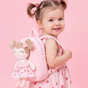 Back to School Toddler Backpack for Girls School Bag for Ages 1-4, Cute Daycare Bag with Detachable Plush Doll Kid Backpack Smiley Face Bag Costumes