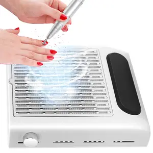 Nail Dust Collector with Adjustable Suction, Comfortable Silicone Hand Pillow, Reusable Filter, Low Noise & Low Heat, Professional Nail Vacuum Cleaner for Acrylic Nails & Gel Nails, Electroplated ABS Nail Dust Extractor for Salon & Home Use