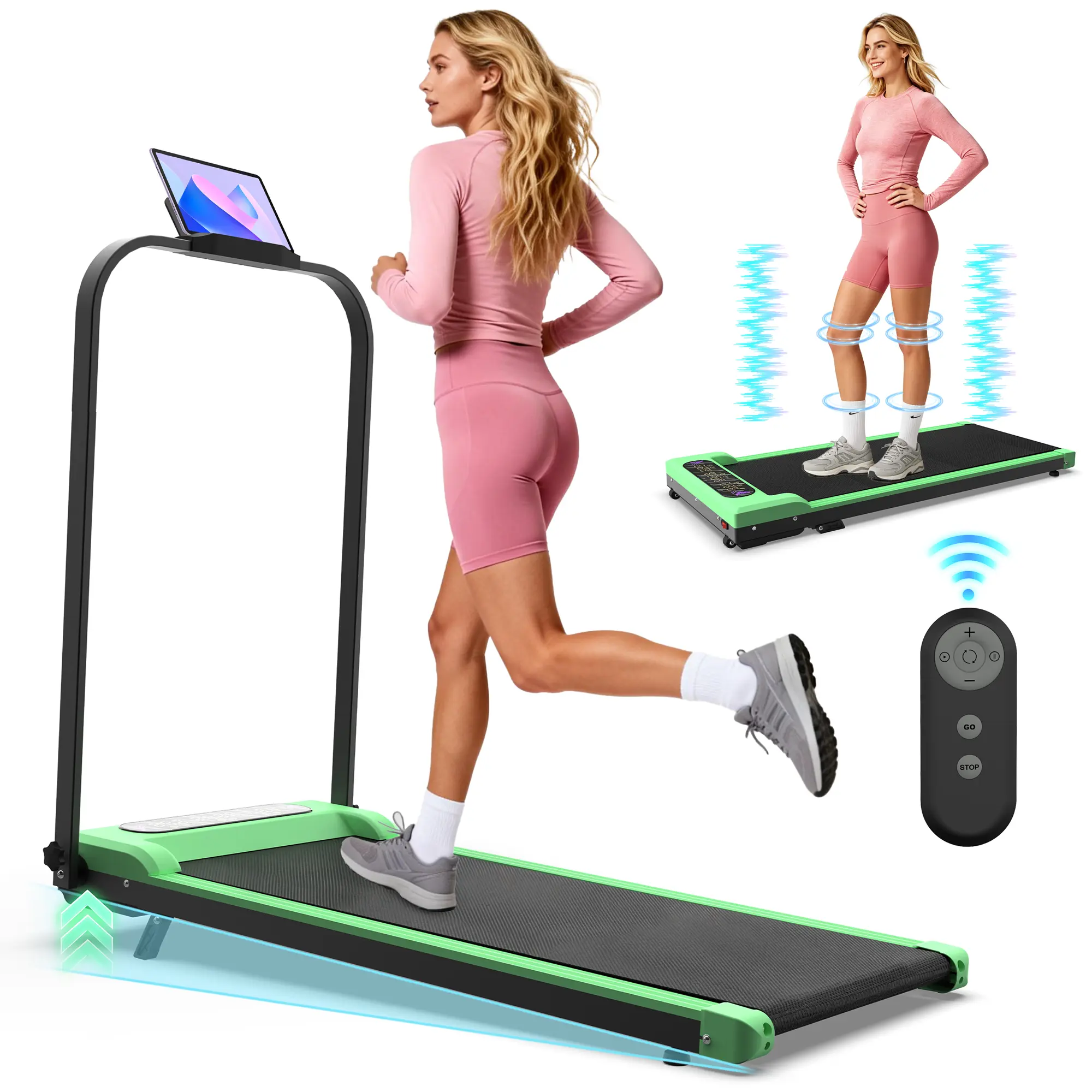 SAYGOGO 2-in-1 Foldable Motorized Carbon Steel Workout Machine with Incline & Handlebar for Cardio at Home, Compact Home Gym Equipment for Small Spaces, Supports 300 LBS