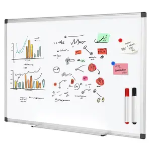 Magnetic White Board Kit for Wall 36" x 24"，1 Dry-Erase Eraser&2 markers Markers&4 Magnetic Pins, Sliver Reinforced Aluminum Frame