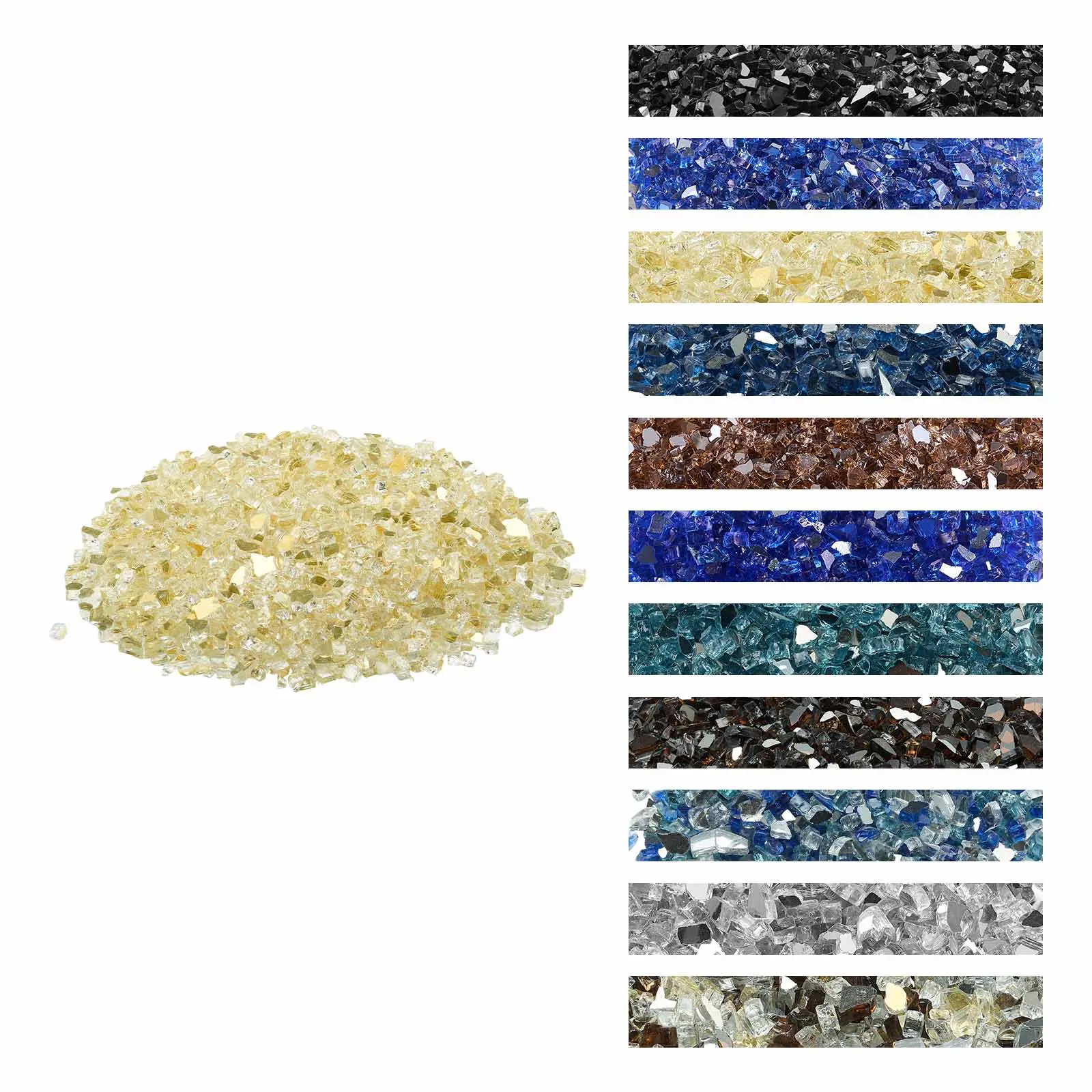 【SummerFinds】VEVOR Fire Glass, 10 LBS / 4.5 KG High-Temperature Resistant Fireplace Rocks, 1/2-Inch / 12.7 mm Reflective & Smokeless Firepit Glass Rock, High Luster Stone Landscaping for Fire Pit Table, Gold, Tabletop Fire Pit, Outdoor Fire Pits