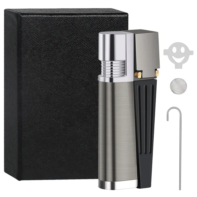 (Butane Gas Not Included) Portable Metal Lighter, Refillable Fire Starter with Adjustable Angle, Adjustable Flame Lighter - Durable Construction for Camping, BBQ, Ideal gift for Boyfriend,Chrismas,Birthday,sohochic