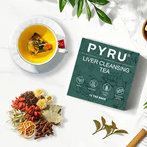 Pyru Liver Cleaser Tea - 12-Pack | Herbal Blend with Chrysanthemum, Cassia Seed, Goji Berries, Honeysuckle & Dandelion Root | Natural Herbal Infusion