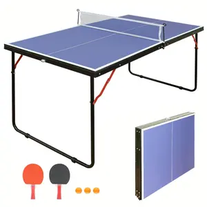 Professional Ping Pong Table Foldable & Portable 4.5FT Table Tennis Table Set for Indoor & Outdoor Games with Net & 2 Table Tennis Paddles and 3 Balls