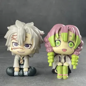 Kimetsu No Yaiba Sanemi & Mitsuri Q Version Figure Set, Demon Slayer Cute Sitting Pose Toys, Anime Fans Collection Decor