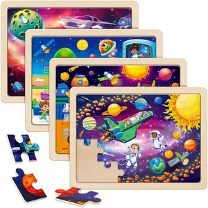 SYNARRY Large Space Planets Solar System Wooden Puzzles for Kids Gift Box(12.2*9.4 in) - FSC Certified, Puzzles for Toddlers 2-4, Puzzles for Kids Ages 4-6, Wood Toys Gifts for 3 4 5 Year Old Boy Girl