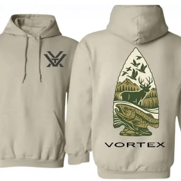 Men's Graphic Pullover Hoodie with Deer & Trout Print, Soft Long Sleeve Stylish Top for Outdoors and Casual Street Wear with Kangaroo Pocket, Apparel, Casual Ootd, Fabric, Outfit Inspiration, Clothes, Holiday, Graphic Print, 3Xl
