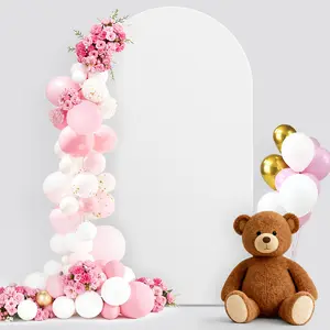 7.2FT White Arch Cover for Wedding, Spandex Square Arch Backdrop Cover, Stretch Fitted Arch Stand Cover