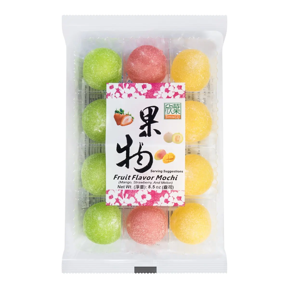 Formosa Yay Taiwanese Mochi Fruit Snacks - Honeydew Melon, Strawberry, Mango Flavors - 240g