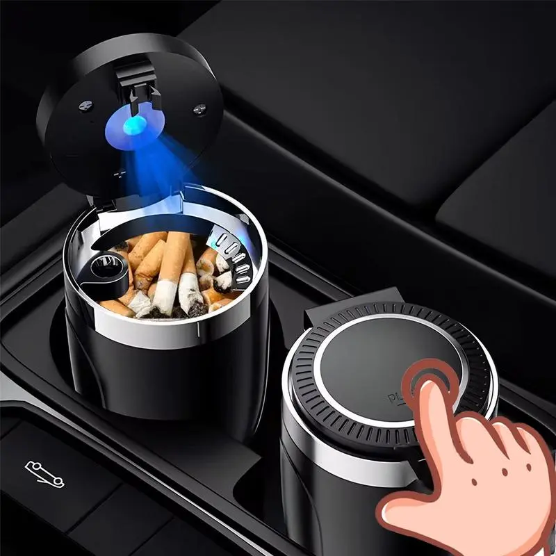 Creative Car Interior Accessories, 360° Rotatable, Car Ashtray, New Flip Cap Ashtray, Car Ashtray, Creative Desktop Ashtray For Home, No Battery Required Car Cup Holders Car Console Organizer